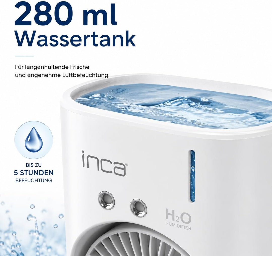 İnca Tischventilator mit Wasserkühlung & Sprühnebel IMF-10B USB Akku Ventilator tragbar & leise mit
