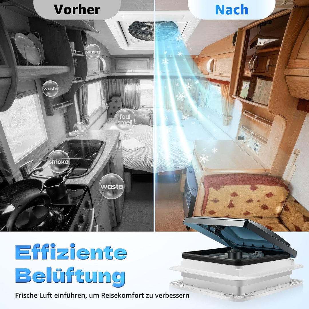 28 * 28cm Dachlüfter mit LED-Leuchten Wohnwagen-Dachlüfter (mit Belüftung Wohnwagen-Luke Fenster)