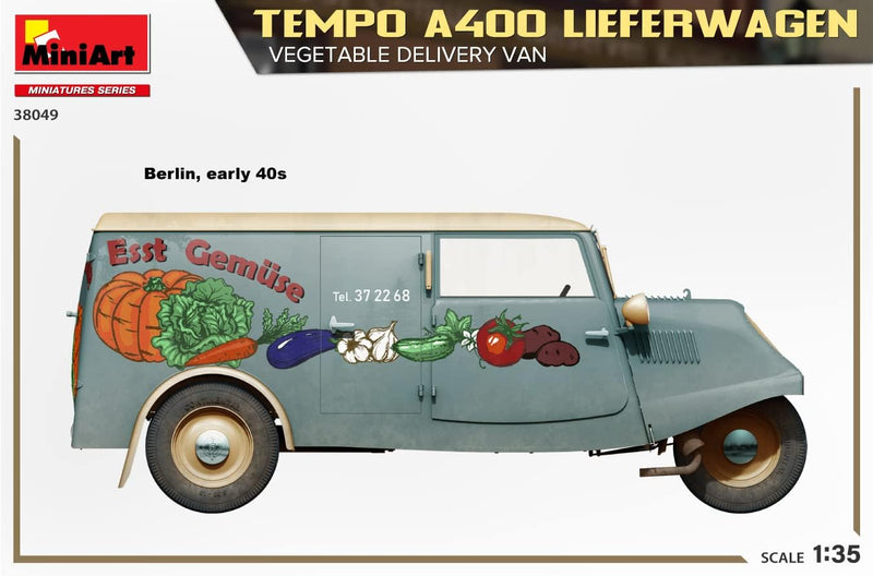 Mini Art 38049 1:35 Tempo A400 Lieferwagen Gemüsehandel - originalgetreue Nachbildung, Modellbau, Pl