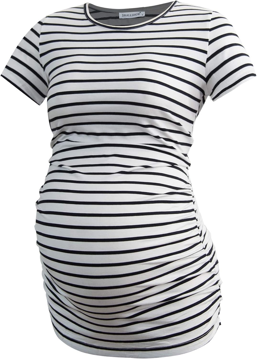Smallshow Damen Umstandsmode Tops Seitlich Geraffte Schwangerschafts Umstandstop 3er Pack M Marine/W