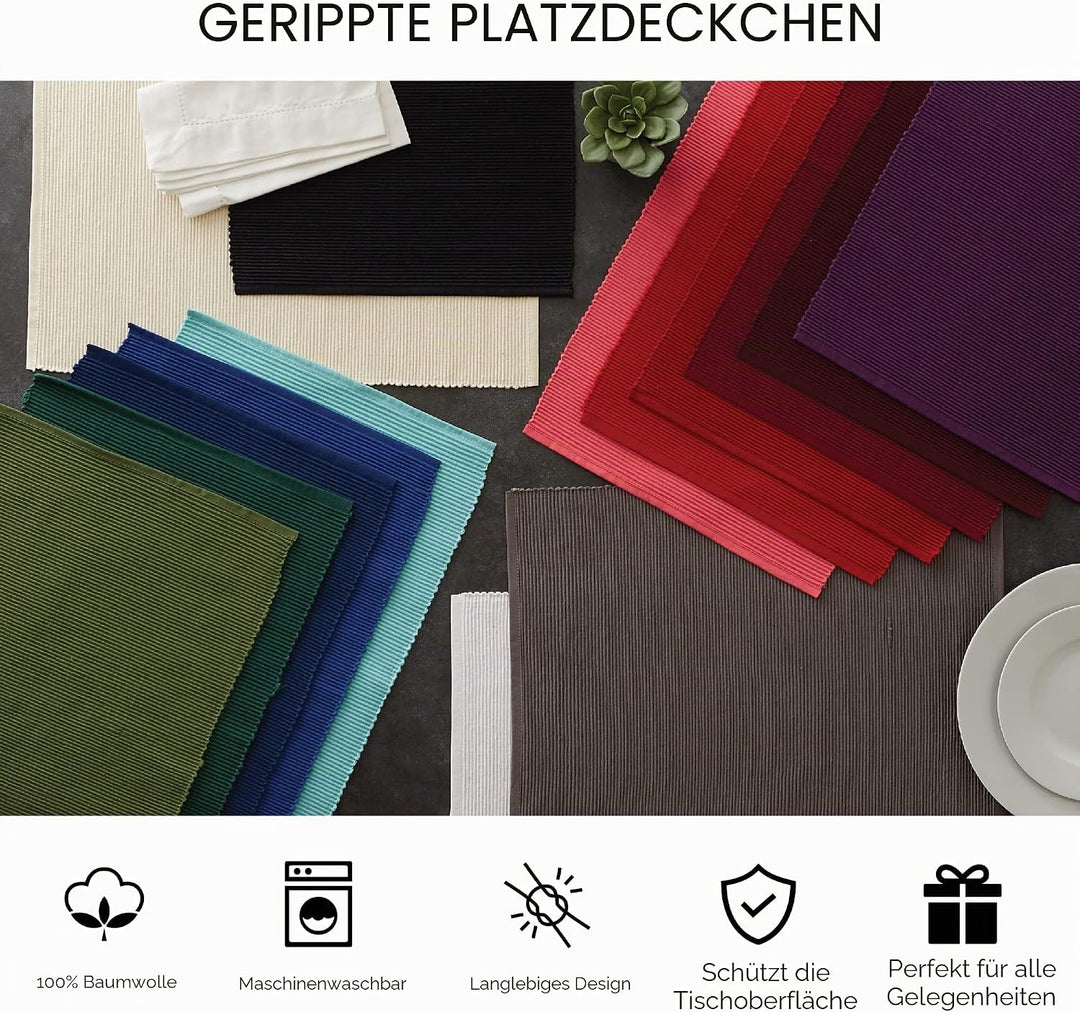 DII Basic Everyday Gerippte Tischset 100% Baumwolle Tischset 13x19 Artischocke 6-teilig, Artischocke