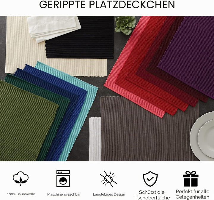 DII Basic Everyday Gerippte Tischset 100% Baumwolle Tischset 13x19 Artischocke 6-teilig, Artischocke