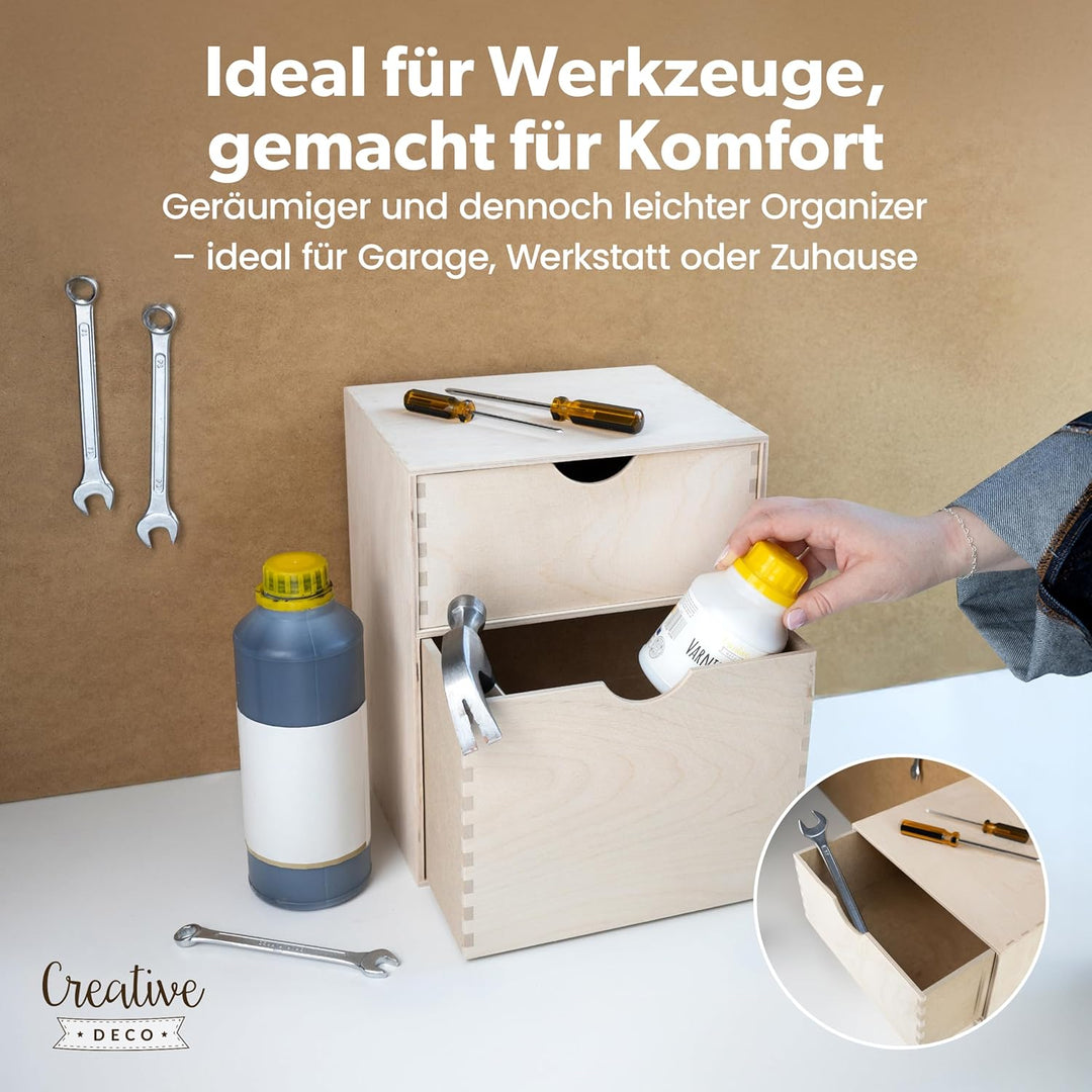 Creative Deco Schubladenbox Schubladenelement | 2 Schubladen | 25 x 20 x 31 cm (+/- 1 cm) | Mini-Kom