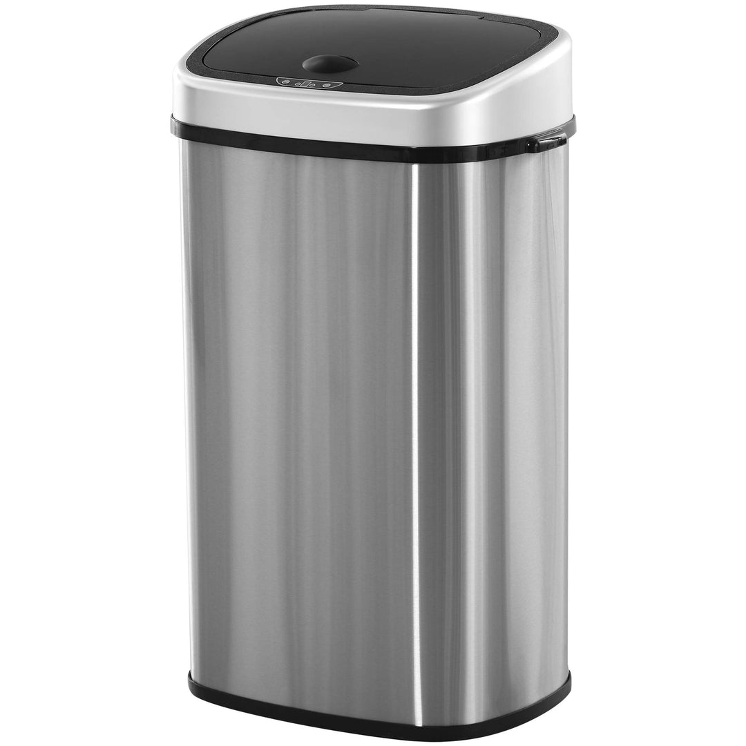 HOMCOM Automatik Mülleimer Abfalleimer mit Infrarotsensor Kücheneimer 58L Silber L40,9 x B28,9 x H68