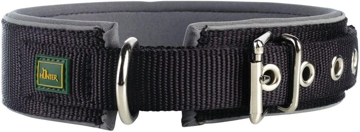 HUNTER Hundehalsband NEOPREN Reflect, Farbe: schwarz/grau, weiche Polsterung, reflektierend, besonde
