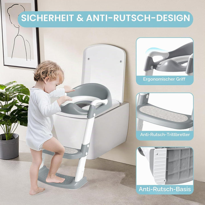 COOSEYA Toilettensitz Kinder, Toilettensitze für Jungen Mädchen, Kinder Toilettensitz mit Treppe,WC
