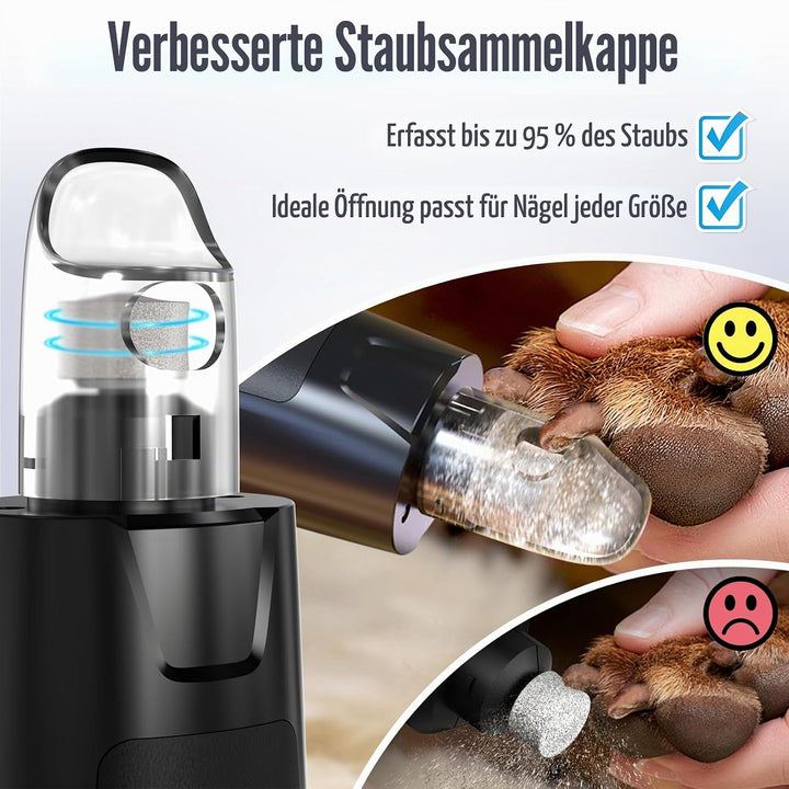 Casfuy Neue 6-Gang Krallenschleifer für Hunde – 50% Mehr Leistung mit 2 LED Lichtern Leise 7 Stunden
