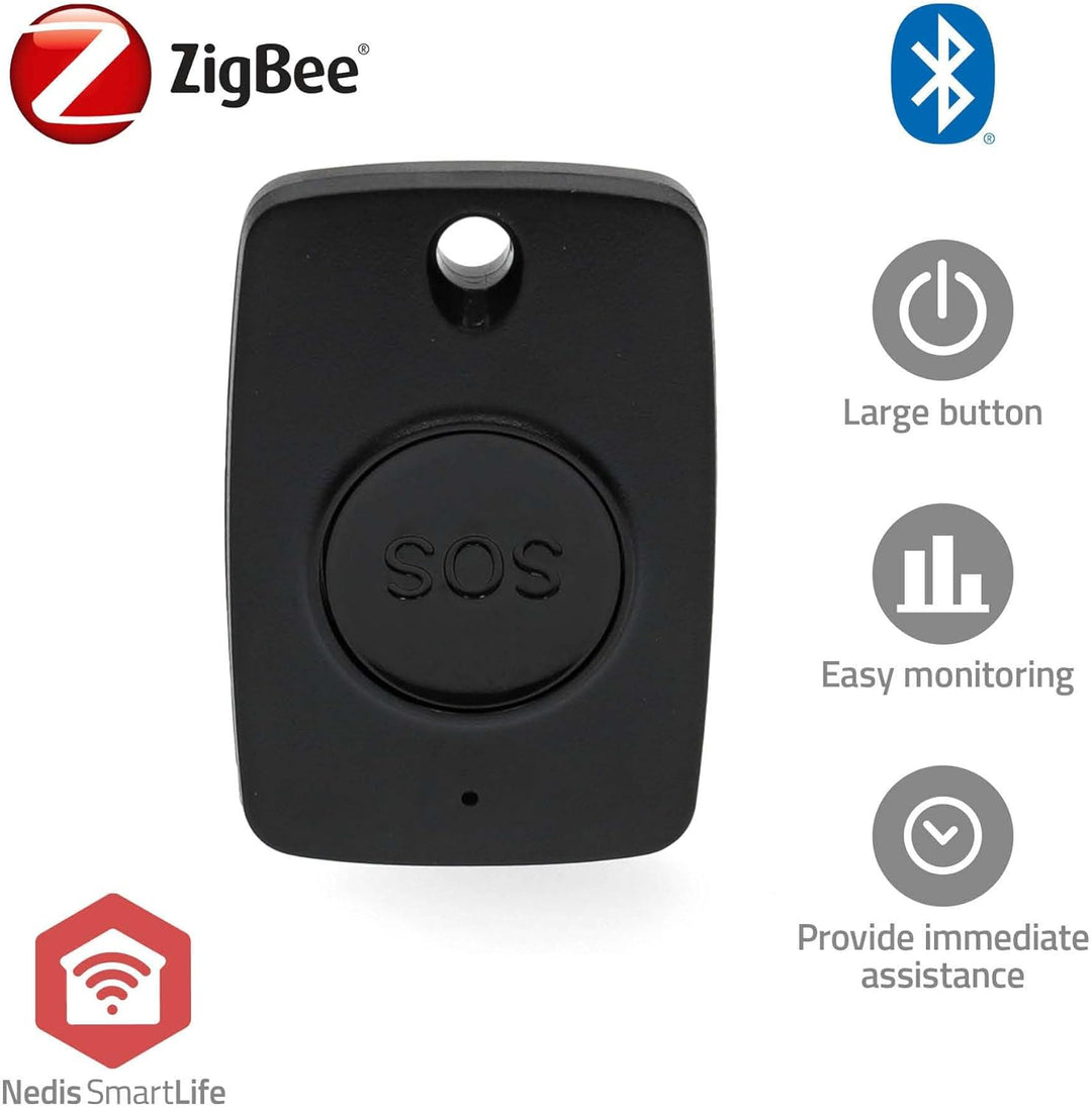 Nedis Smart-Panik-Knopf - Zigbee 3.0 - Batterietyp – Energie: CR2450 - Schwarz