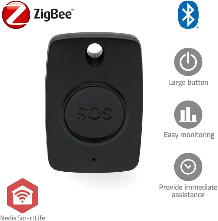 Nedis Smart-Panik-Knopf - Zigbee 3.0 - Batterietyp – Energie: CR2450 - Schwarz