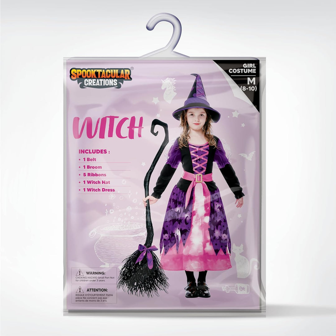 Spooktacular Creations Hexenkostüm für Mädchen, rosa Druck Hexerkostüm, Light-up Hexen Halloween Kos