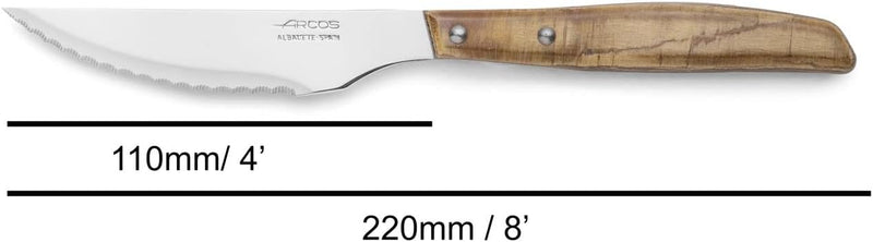 Arcos Table Messer - Steakmesser Set 12 Stück (6 Messer + 6 Gabel) - Edelstahl - HandGriff Packholz