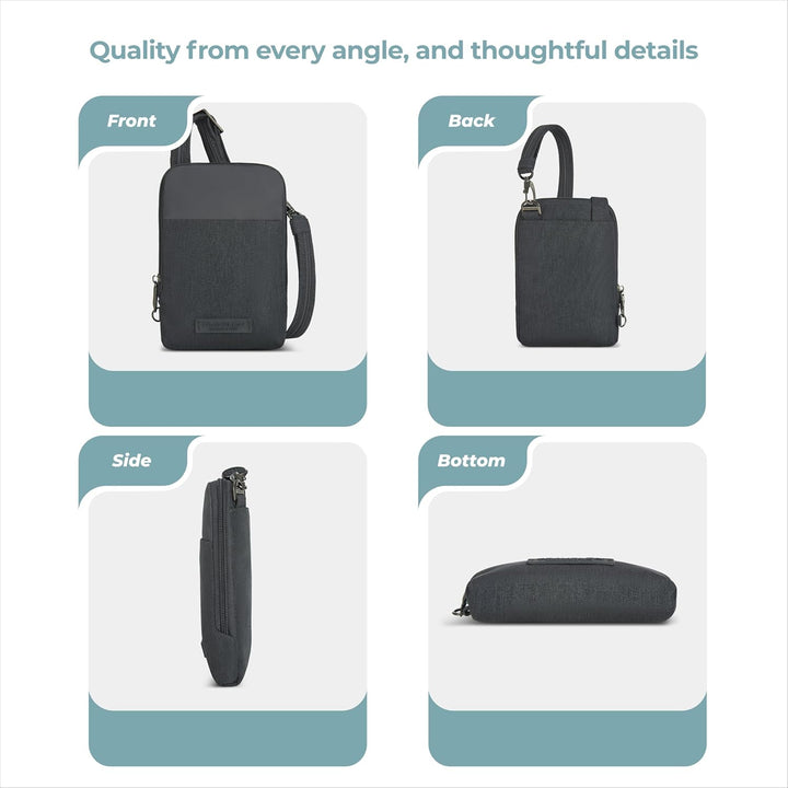 Travelon Unisex-Adult Mini Diebstahlschutz Umhängetasche Grau, Grau