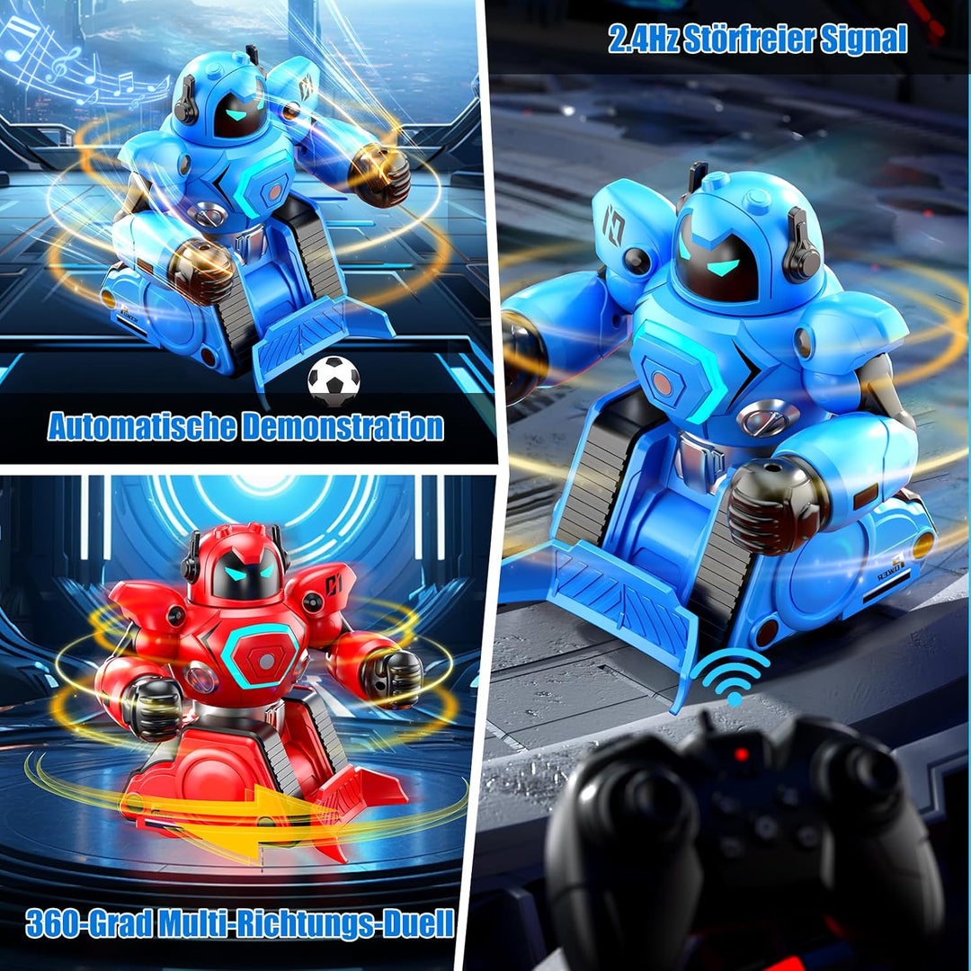 Herenear Ferngesteuerte Roboter Kampf, 2 Stück RC Kampfroboter Spielzeug mit LED Licht und Musik, Fe