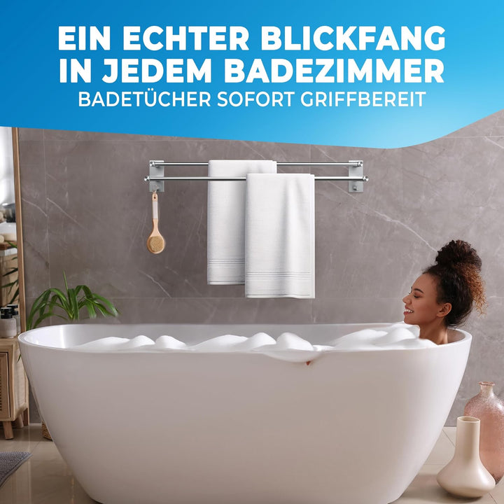 LOBUX® - Handtuchhalter ohne Bohren – 80cm, Edelstahl rostfrei – Handtuchhalter Bad doppelt, selbstk