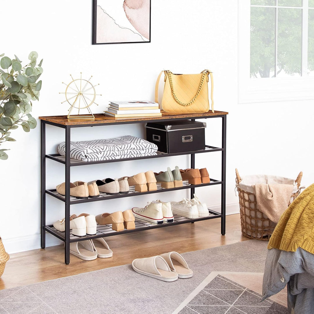 HOOBRO 4 Ebenen Schuhregal, Schuhablage schmal, 100 x 30 x 68 cm, Schuh-Organizer mit sitzfläche, Ei