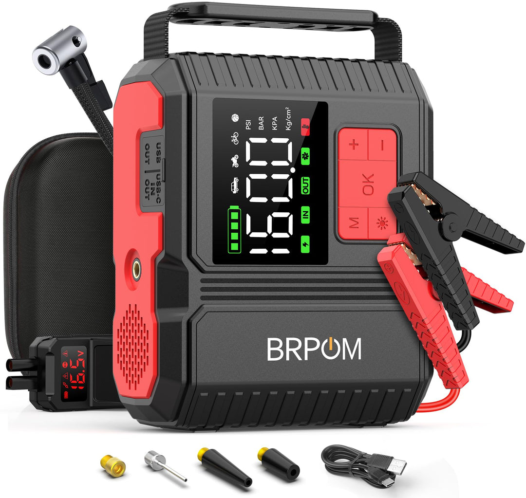 8000A &160PSI BRPOM Starthilfe Powerbank für Pkw mit Kompressor 26800mAh Auto Starthilfe Powerbank f