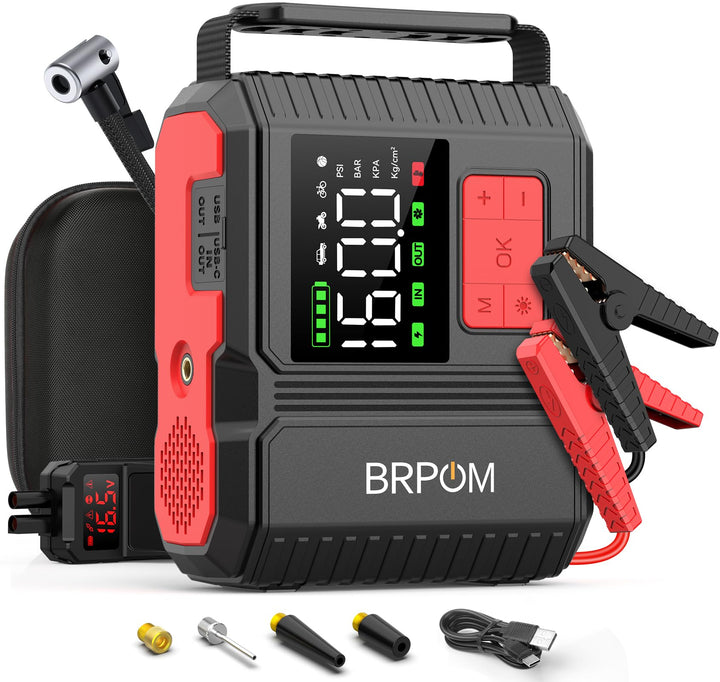 8000A &160PSI BRPOM Starthilfe Powerbank für Pkw mit Kompressor 26800mAh Auto Starthilfe Powerbank f
