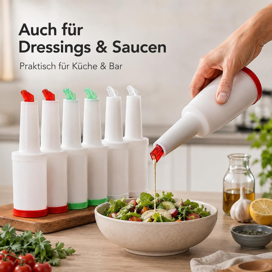 Besonzon, Saftflaschen, mit Ausgiesser und Deckel , bunt, 6 Stück, einfach mischen, giessen und lage
