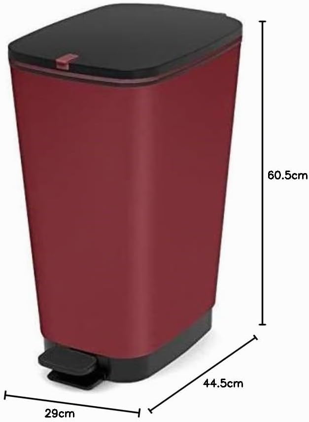 CURVER KIS Chic Bin Style Treteimer 45l mit Deckel und Pedal, Müllbeutelaufhängung, paprika, 29 x44,