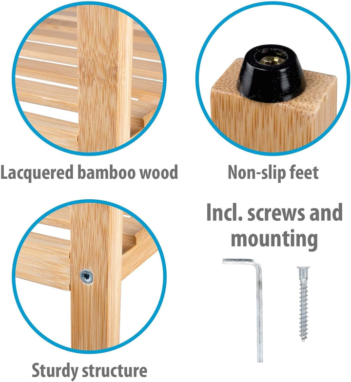 alpina Badregal mit 5 Ablagen - Badezimmerschrank auf Bambus - Badezimmer Regal für Badezimmer, Küch