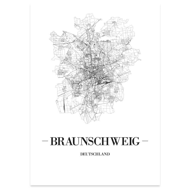 JUNIWORDS Stadtposter, Braunschweig, Wähle eine Grösse, 40 x 60 cm, Poster, Schrift A, Weiss 40 x 60