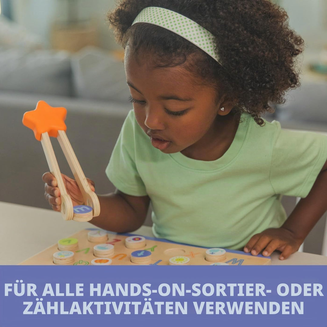Learning Resources Easy Tweezies Gruppenset, Montessori Holzpinzetten ab 3 Jahren, Feinmotorik-Werkz