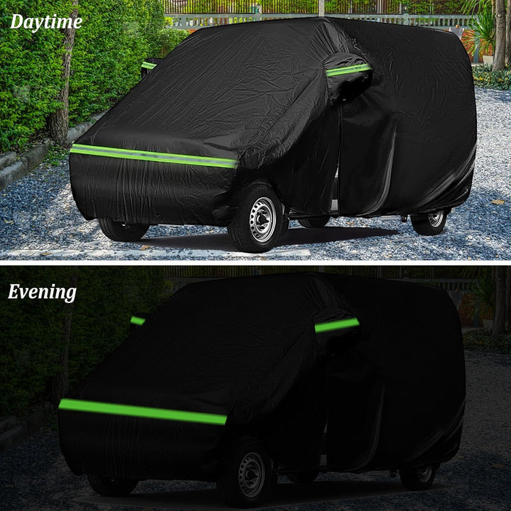 Autoabdeckung Vollgarage für VW T5 T6 SWB, Autoplane Ganzgarage mit Seitentür-Reissverschluss, Atmun
