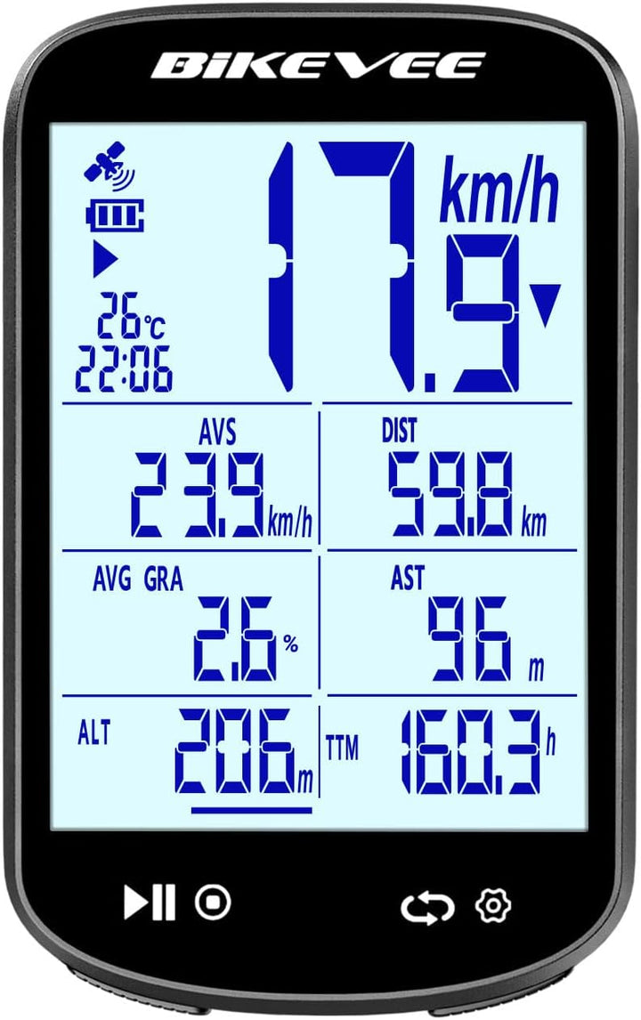 GPS Fahrradcomputer Kabellos Bluetooth 2,6 Zoll Glasdisplay