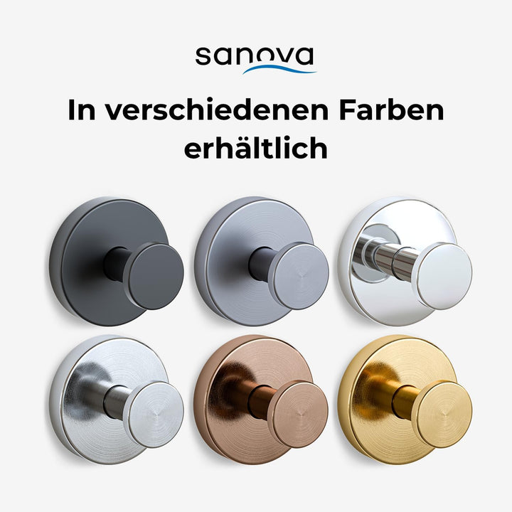 Sanova Handtuchhalter ohne Bohren 2er Set Chrom – Handtuchhaken mit Saugnapf – Twist &amp; Lock Handtuch