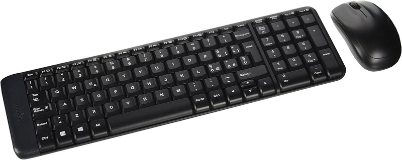 Logitech MK220 Kompaktes, Kabelloses Set mit Tastatur und Maus für Windows, Italienisches QWERTY-Lay