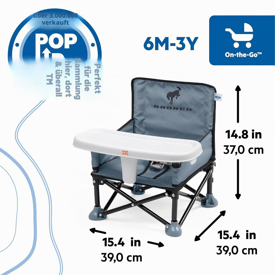 Ford Bronco Pop 'N Sit Portable Booster Chair by Bright Starts, Floor Seat, Indoor/Outdoor Use, Comp