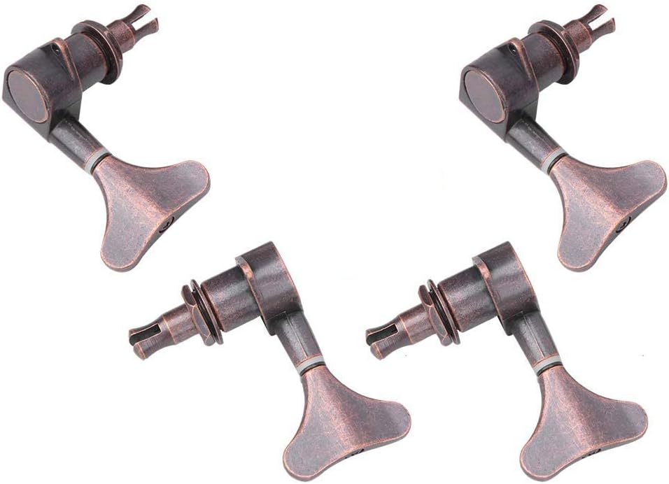 zalati Bass-Stimmgerät, 4 Stück, Stimmwirbel für Saiten, Bass, Gitarre, 2R2L, kupferfarben