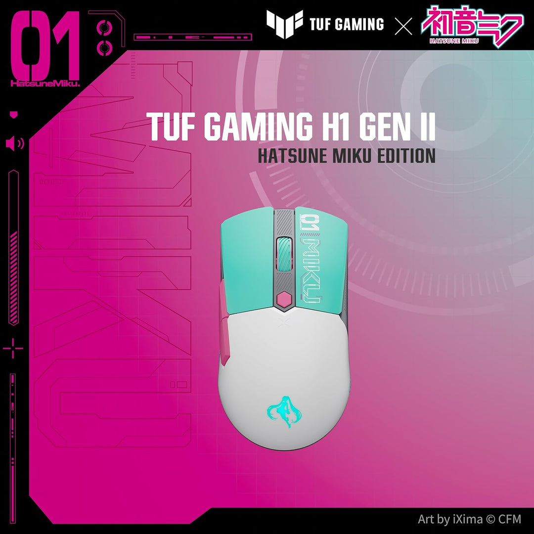 ASUS P521 TG MINI WL Mouse Miku Edition Ratón Gaming Inalámbrico + Bluetooth 12000DPI Verde TUF Gami