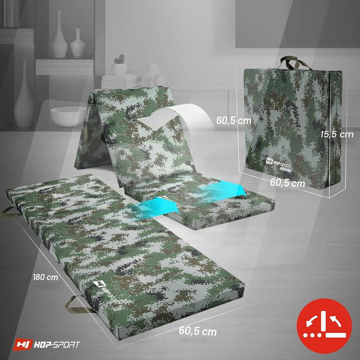 Hop-Sport Turnmatte klappbar - Bodenweichmatte für zuhause 180x60x5cm - Fitnessmatte, Gymnastikmatte
