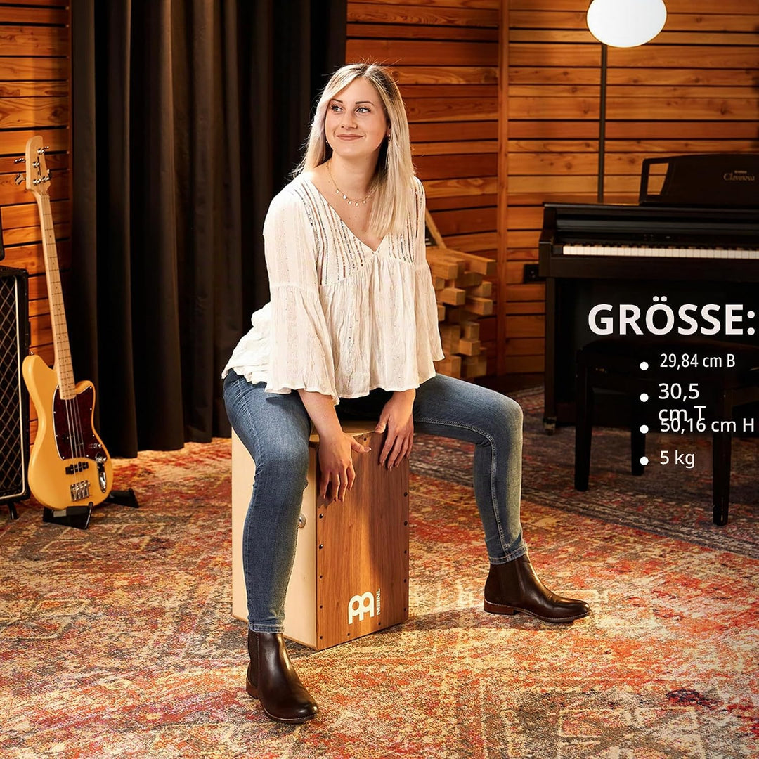 Meinl Percussion Snarecraft Professional Cajon - Trommelkiste mit Snare - Walnuss Frontplatte (SCP10