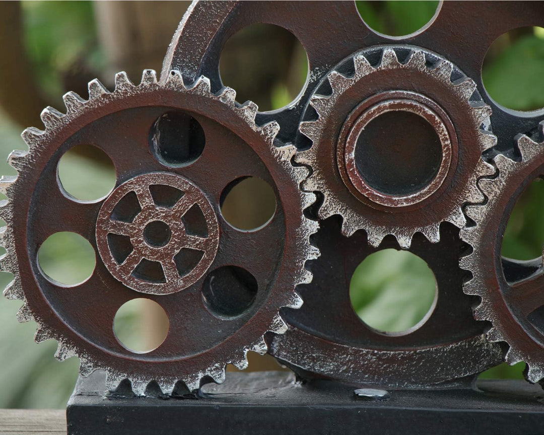 Retro Industrieller Steampunk Kunstharz Zahnrad Figur Höhe19.5cm, Kupfer Farbe, Schweres Dekoratives