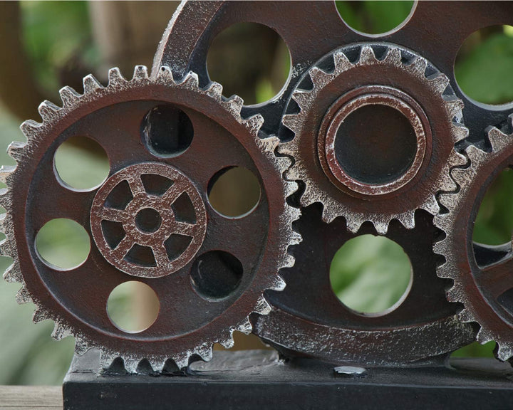 Retro Industrieller Steampunk Kunstharz Zahnrad Figur Höhe19.5cm, Kupfer Farbe, Schweres Dekoratives