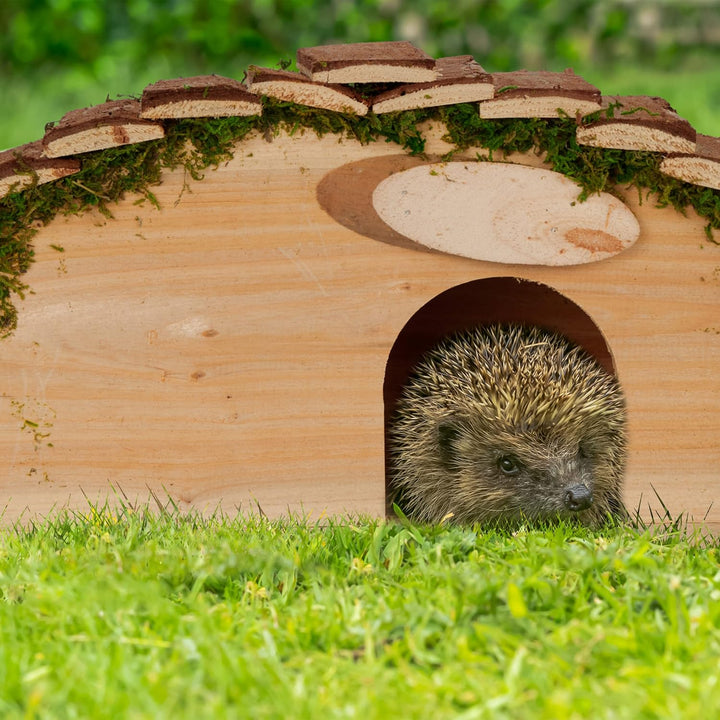 Relaxdays Igelhaus, Holz & Moos, Igelhotel mit Boden, Winterquartier für Igel, Garten, HxBxT: 18 x 3