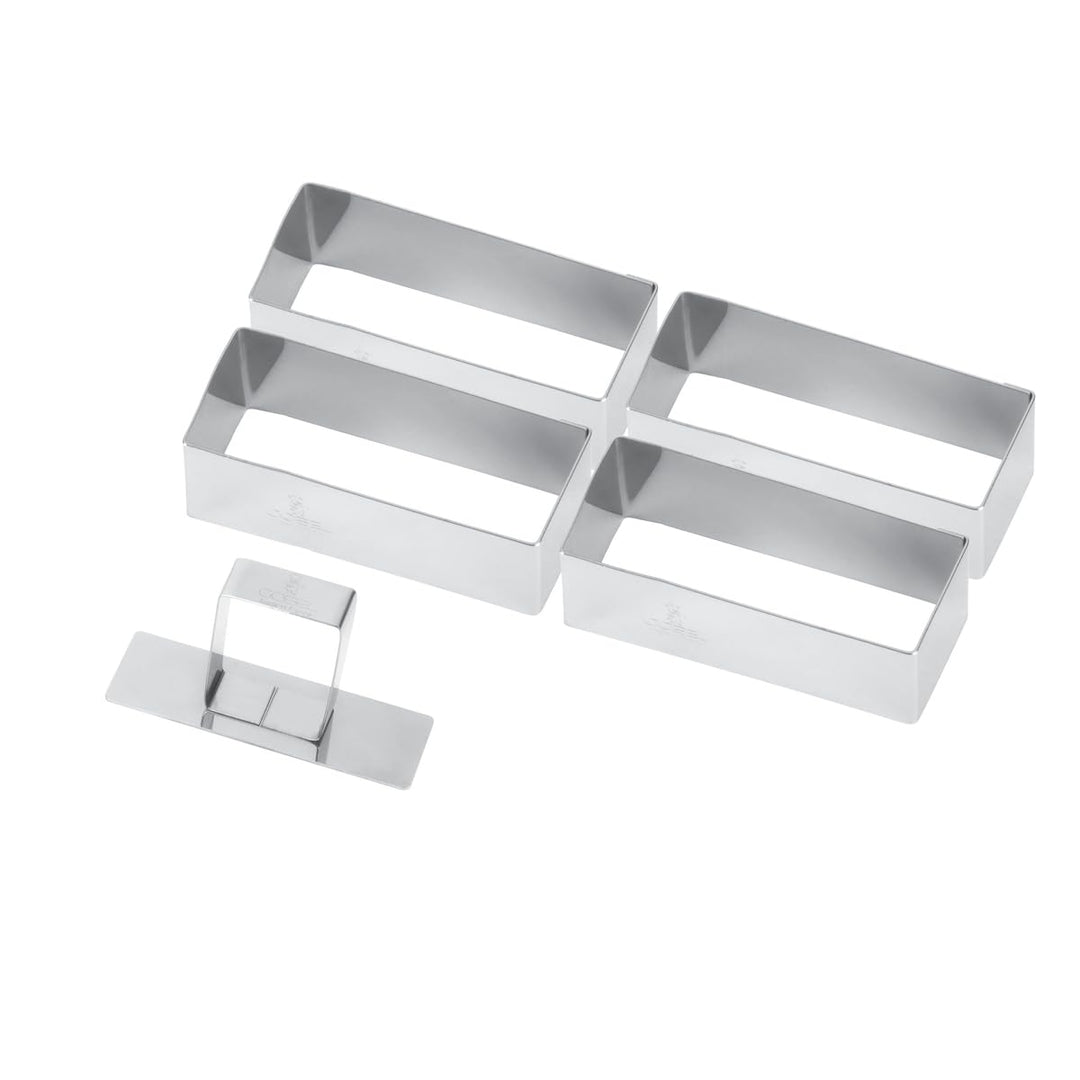 GOBEL 881780 Schachtel mit 4 rechteckigen Formen + Stössel aus Edelstahl.