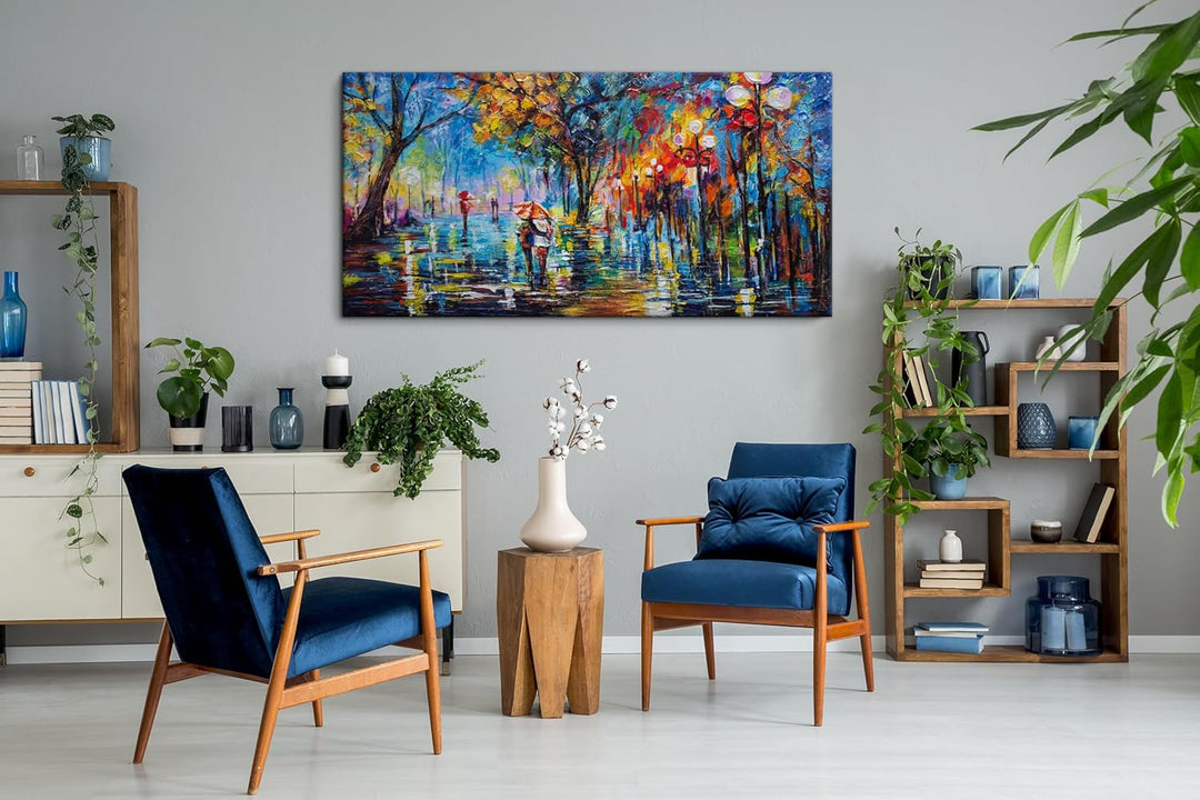 YS-Art Handgemaltes Acrylgemälde “Herbstliche Allee” | Moderne Acrylmalerei auf Keilrahmen | Geschen