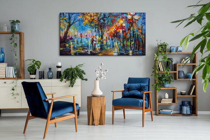 YS-Art Handgemaltes Acrylgemälde “Herbstliche Allee” | Moderne Acrylmalerei auf Keilrahmen | Geschen