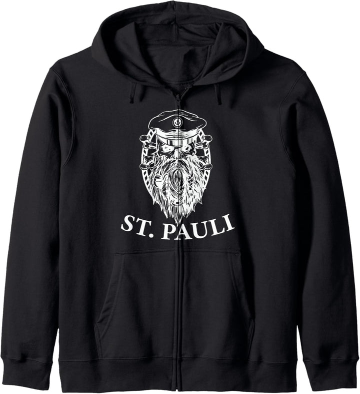 St. Pauli Totenkopf Kapitän mit Hut Port Kapuzenjacke