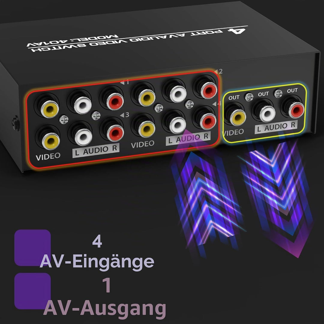 Fosmon - RCA Switcher Hub 3-Wege Audio/Video - Selector/Splitter für Microsoft Xbox 360, PlayStation