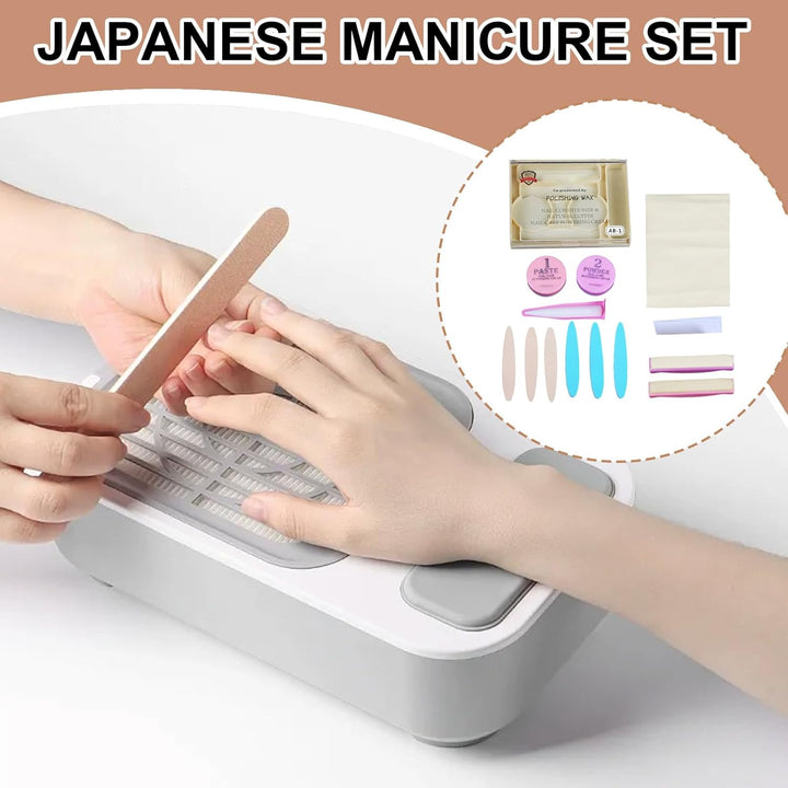 Japanisches Maniküre-Set, Nagelpflege-Set mit Paste und Puder, Nagelpflege und natürlichem Glanz, Po