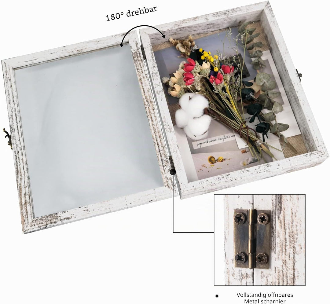 GraduationMall Weiss 20x25cm 3D Bilderrahmen Tief Objektrahmen Schaukasten Türvitrine Retro Weiss,Ge