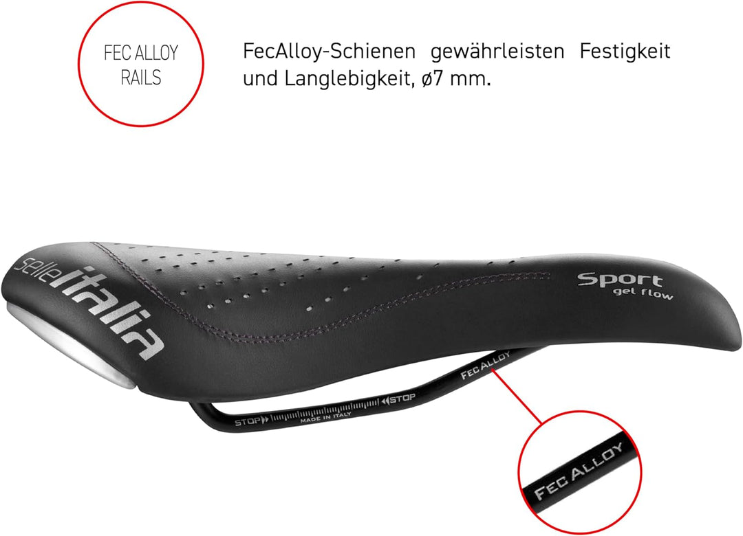 Selle Italia Sattel Sport Gel Flow Fec-Streben Schwarz, Schwarz