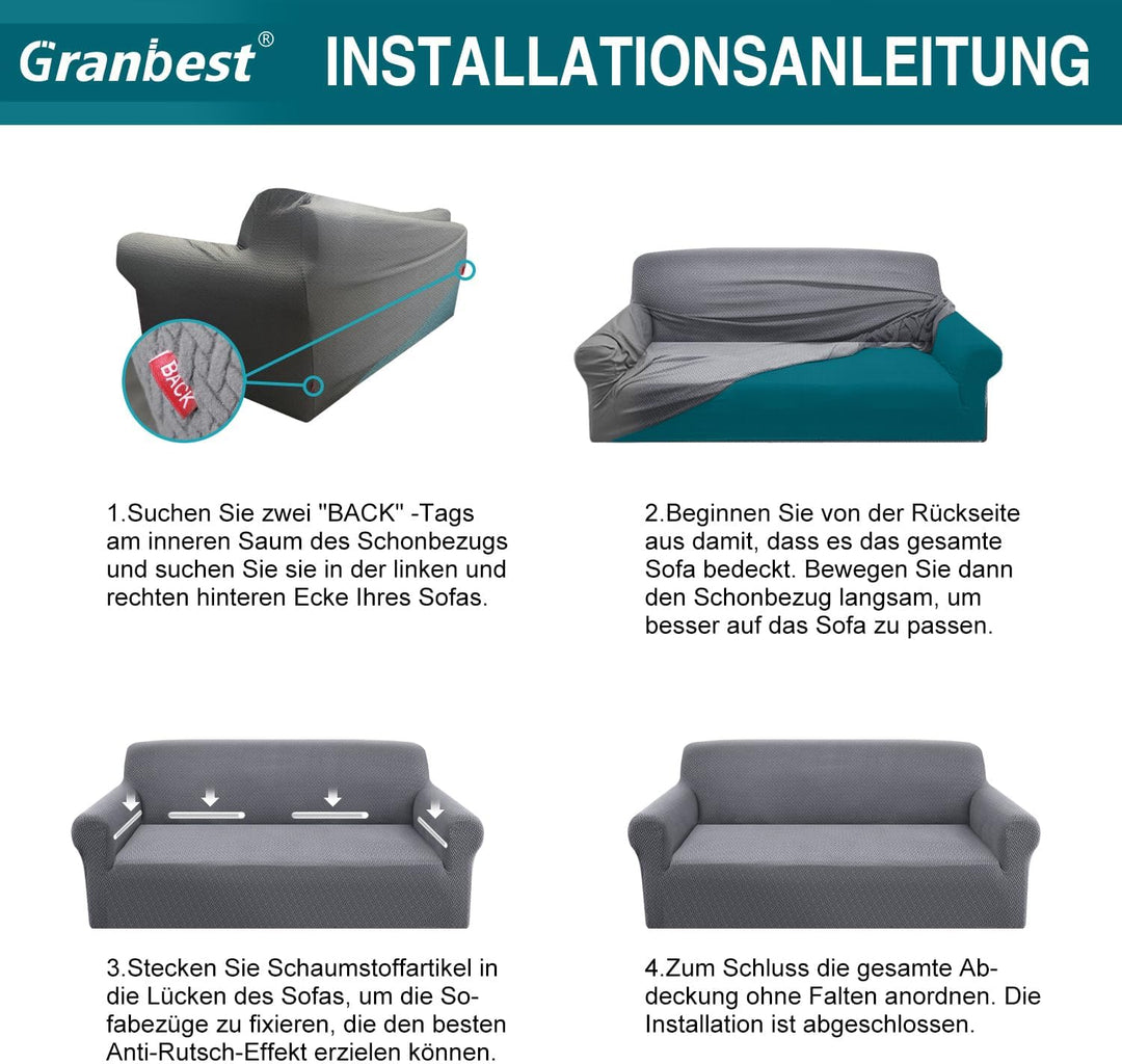 Granbest 2023 Neueste Jacquard Sofabezug 2 Sitzer Superweicher Rutschfester Stretch Couchbezug Vier