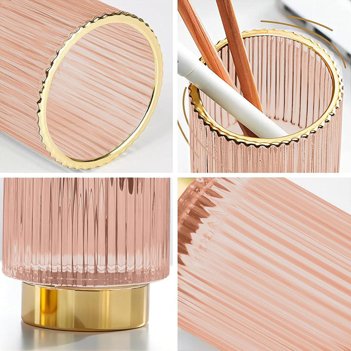 DASITON Make up Pinsel Organizer,Kosmetik Organizer Gold,Pinsel Organizer aus Glas,Pinselhalter Kosm