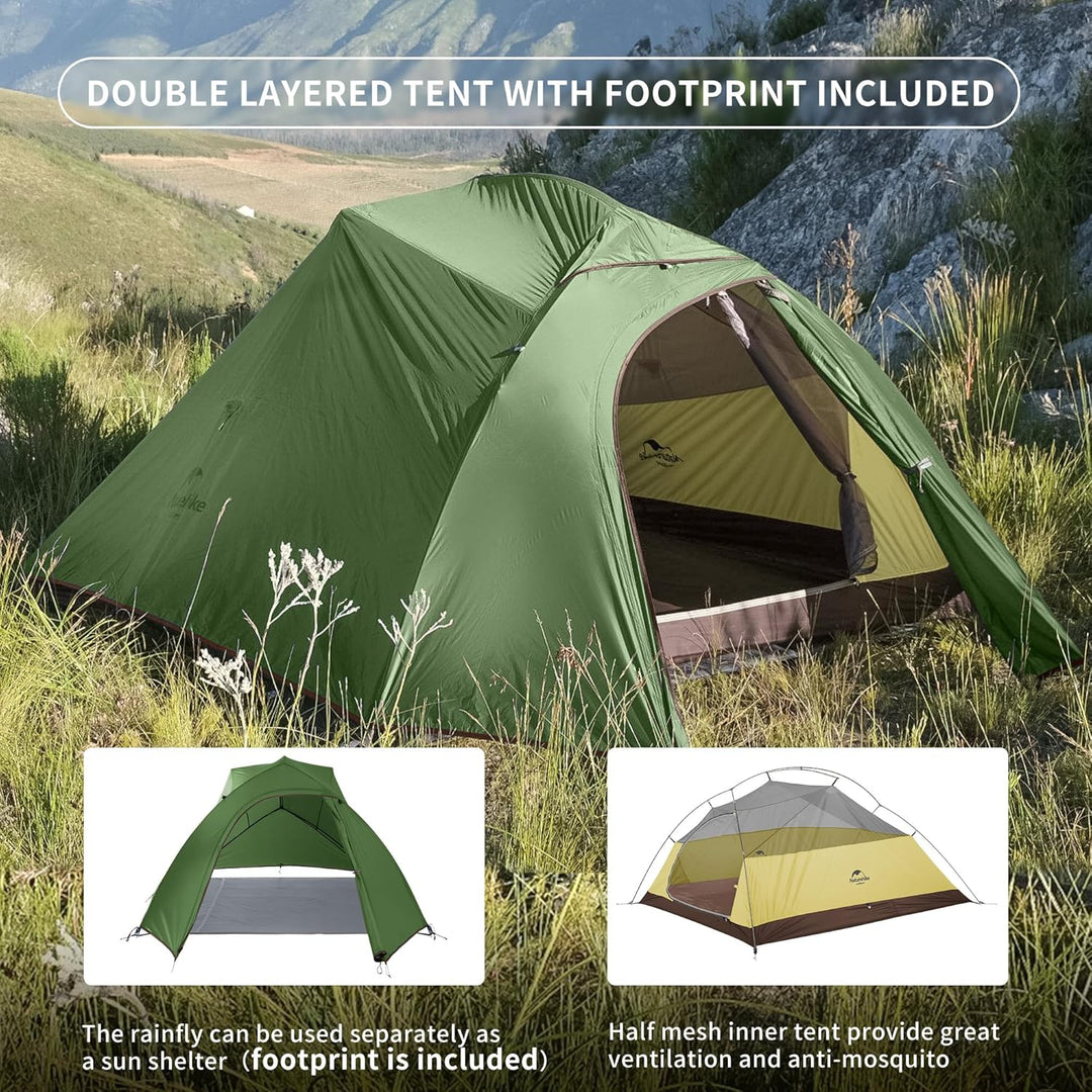 Naturehike Cloud-Up 3 Ultraleichtes Zelt 3-Personen Rucksack Zelt zum Wandern Camping im Freien 20D