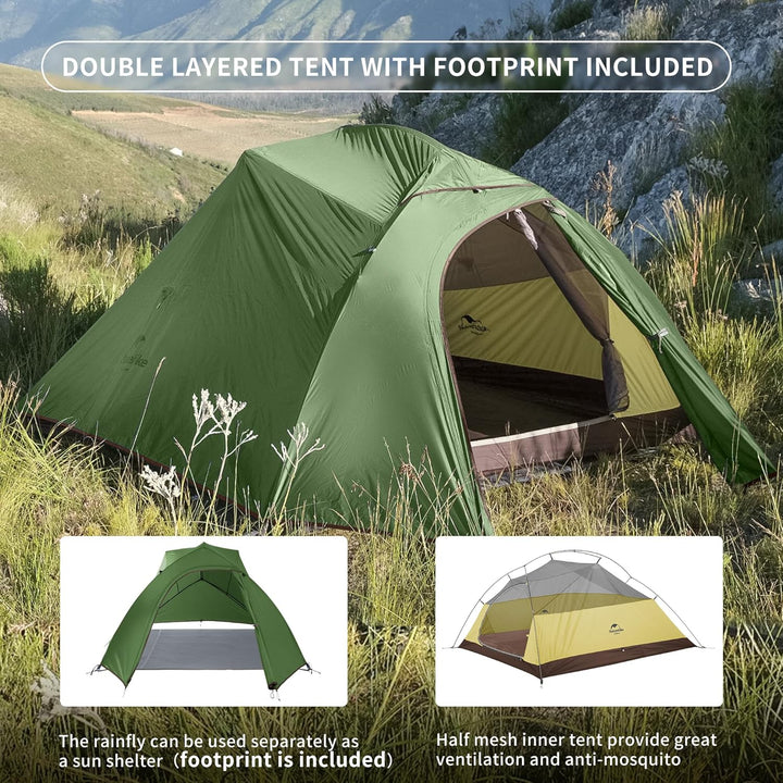 Naturehike Cloud-Up 3 Ultraleichtes Zelt 3-Personen Rucksack Zelt zum Wandern Camping im Freien 20D